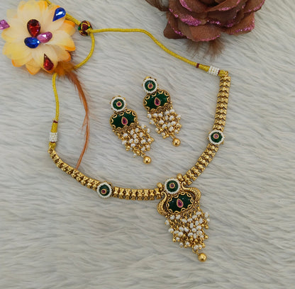 Gold Polki Necklace Jewellery Adya Set