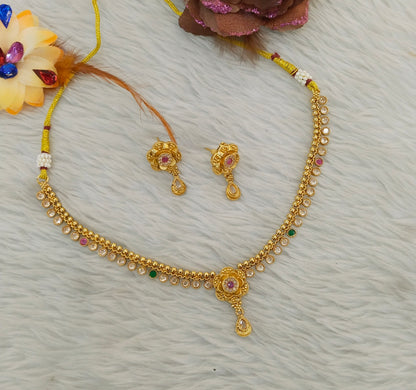 Gold Polki Necklace Jewellery Adya Set