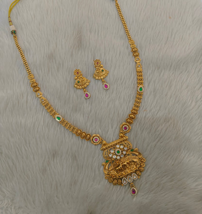 Gold Polki Ruby Green Long Rani Haar Necklace Indian Anaya Jewellery Set