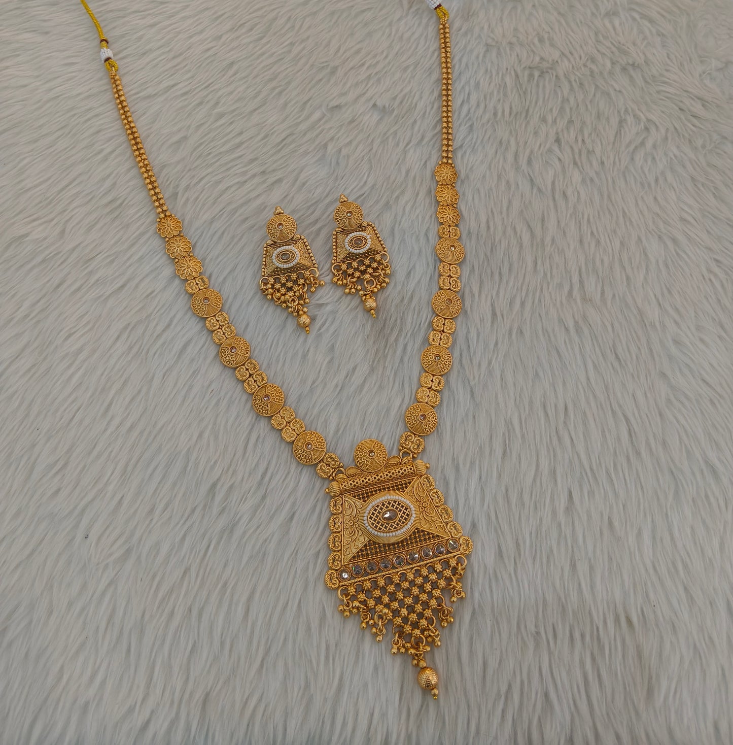 Gold Polki Long Rani Haar Necklace Indian Anaya Jewellery Set