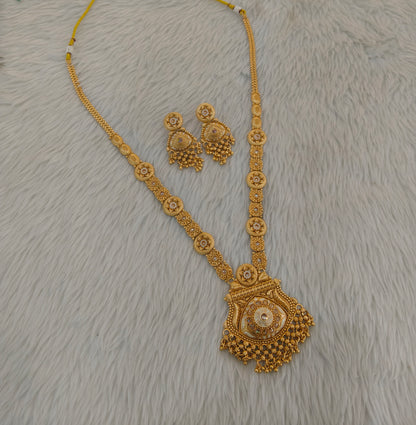 Gold Polki Long Rani Haar Necklace Indian Anaya Jewellery Set