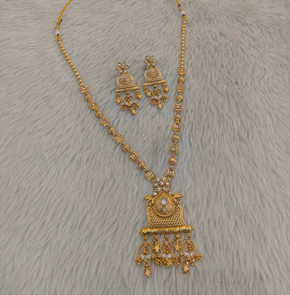Gold Polki Long Rani Haar Necklace Indian Anaya Jewellery Set