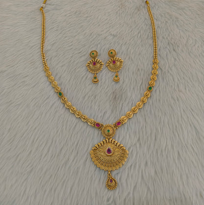 Gold Polki Ruby Green Long Rani Haar Necklace Indian Anaya Jewellery Set
