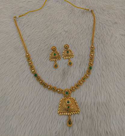 Gold Polki Green Long Rani Haar Necklace Indian Anaya Jewellery Set