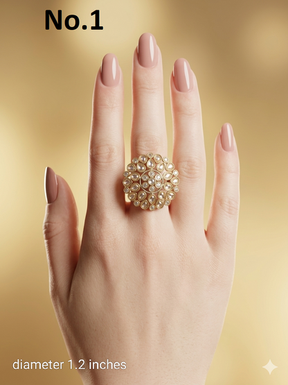 Gold Cocktail Indian Finger Roopa Rings