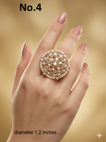Gold Cocktail Indian Finger Roopa Rings