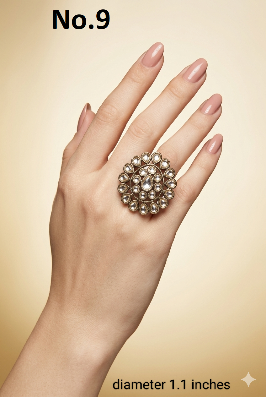 Gold Cocktail Indian Finger Roopa Rings