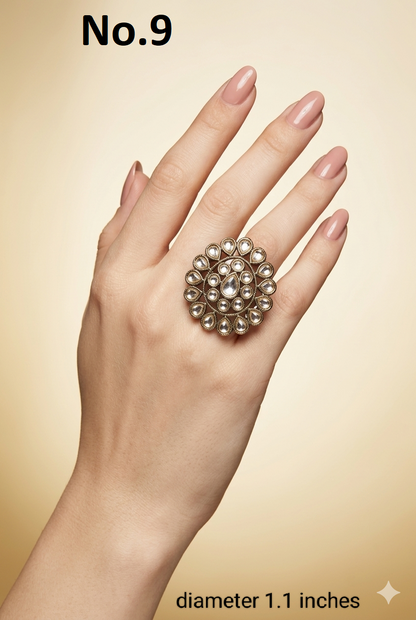 Gold Cocktail Indian Finger Roopa Rings