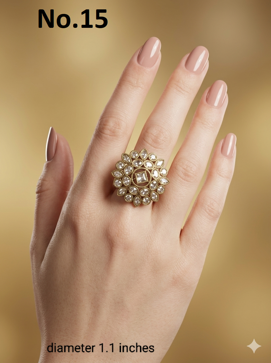 Gold Cocktail Indian Finger Roopa Rings
