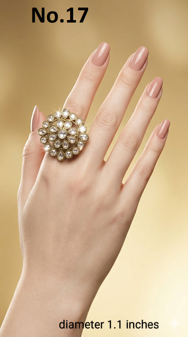 Gold Cocktail Indian Finger Roopa Rings
