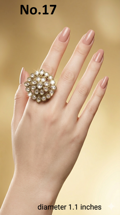 Gold Cocktail Indian Finger Roopa Rings