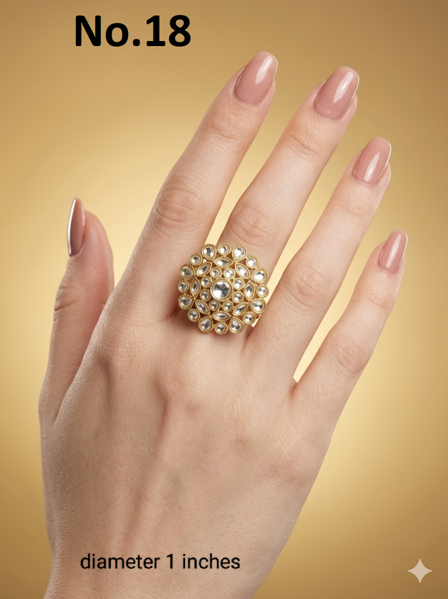 Gold Cocktail Indian Finger Roopa Rings