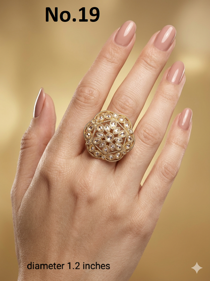 Gold Cocktail Indian Finger Roopa Rings