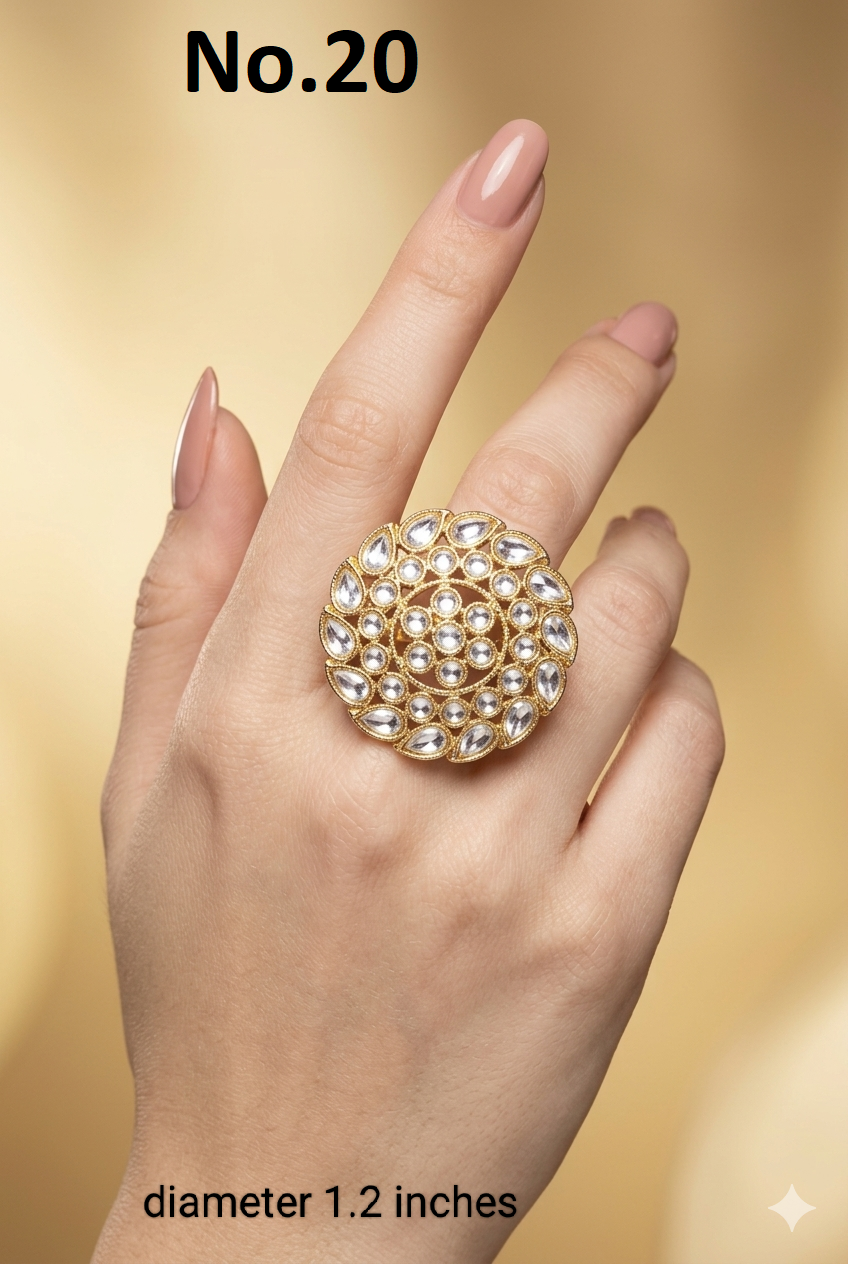Gold Cocktail Indian Finger Roopa Rings