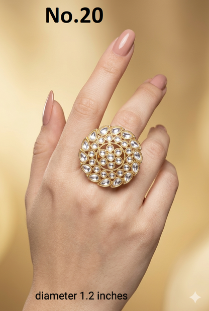 Gold Cocktail Indian Finger Roopa Rings