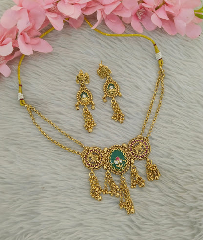 Gold Polki Ruby Sage Green Choker Indian Jewellery Yuka Sets