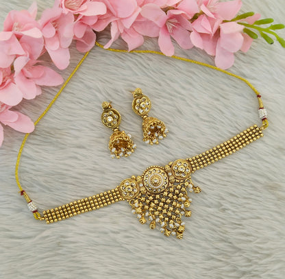 Gold Polki Choker Indian Jewellery Yuka Sets