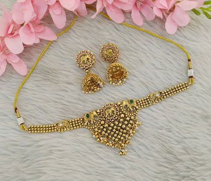 Gold Polki Ruby Green Choker Indian Jewellery Yuka Sets