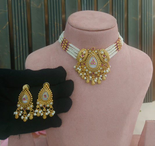 Gold Polki  Choker  Jewellery Litika Set