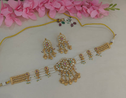 Gold Polki  Choker  Jewellery Litika Set