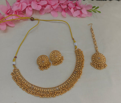 Gold Polki  Necklace  Jewellery Sarika Set