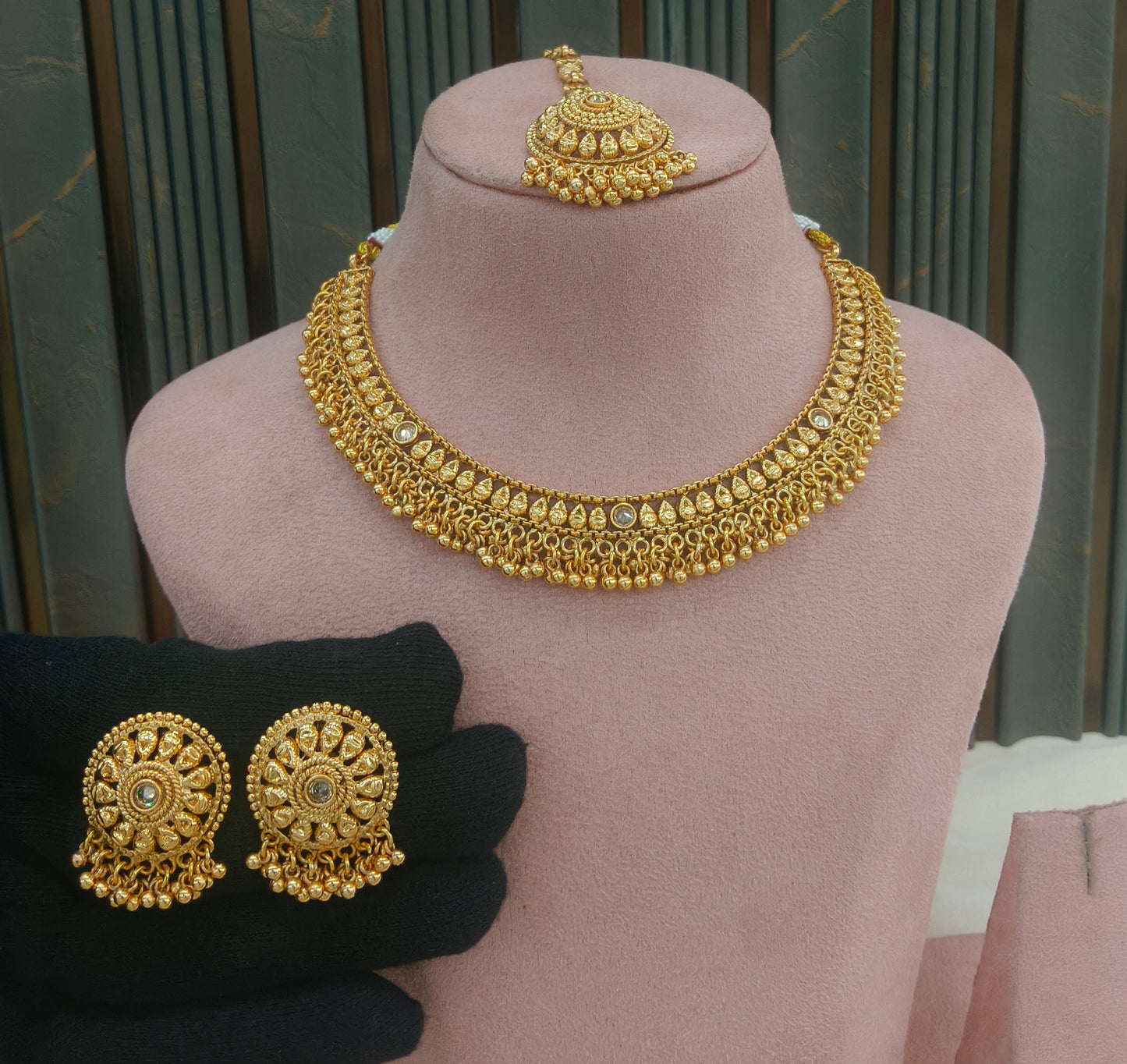 Gold Polki  Necklace  Jewellery Sarika Set