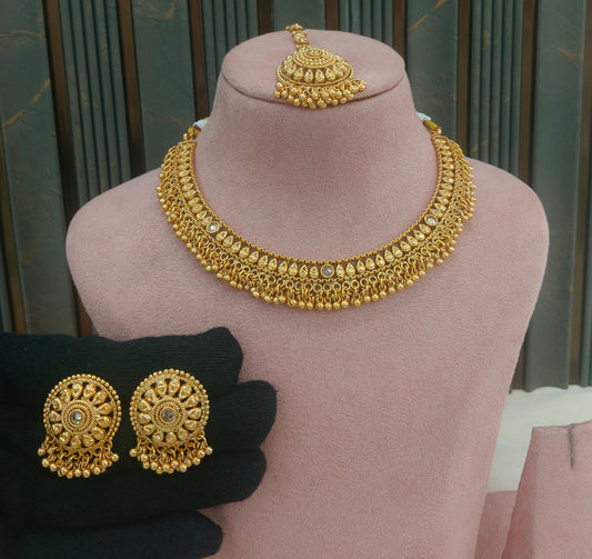 Gold Polki  Necklace  Jewellery Sarika Set