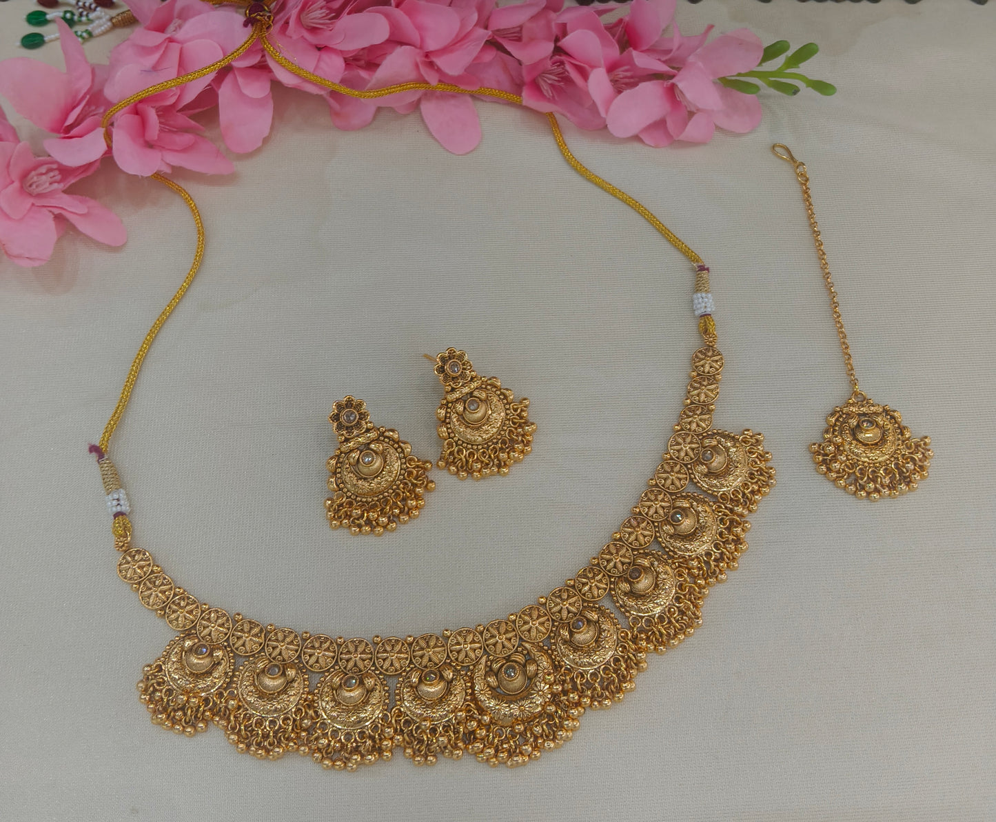 Gold Polki  Necklace  Jewellery Sarika Set