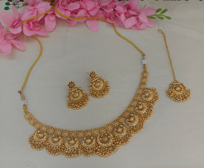 Gold Polki  Necklace  Jewellery Sarika Set