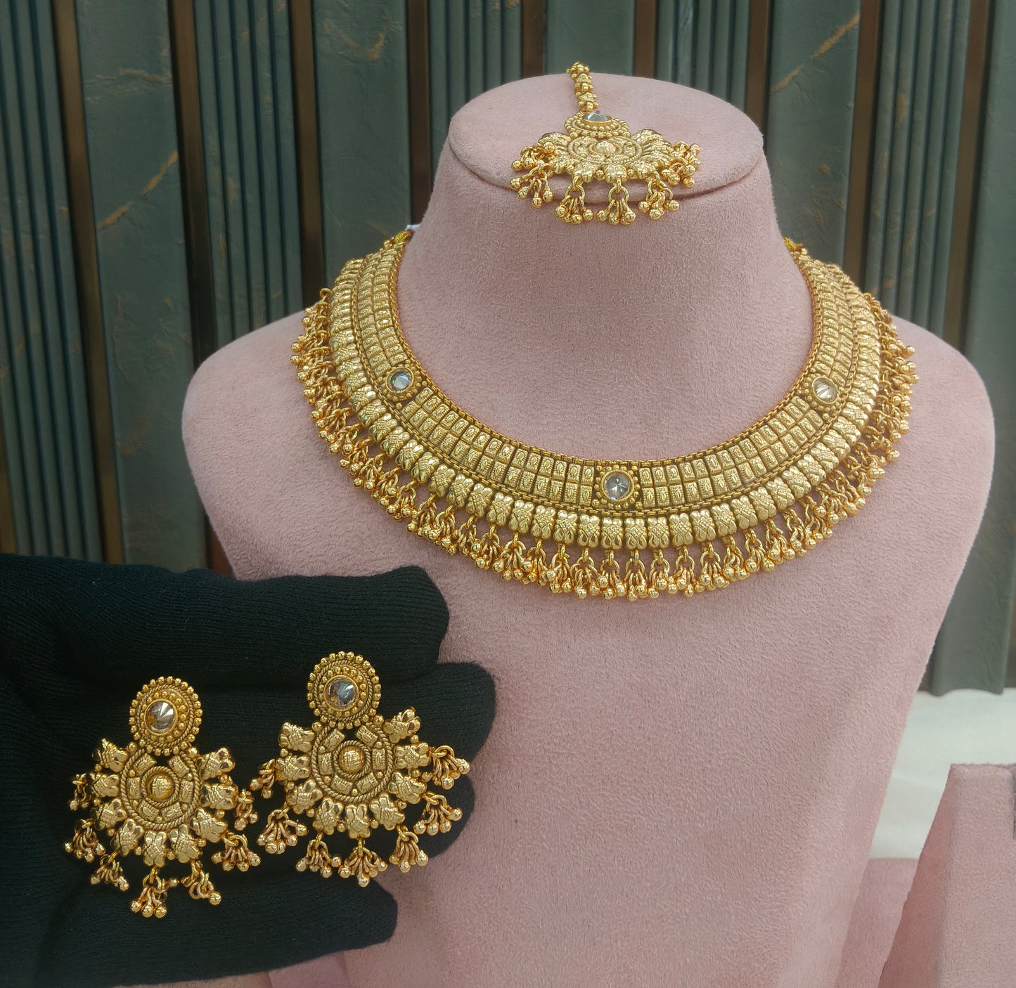 Gold Polki  Necklace  Jewellery Sarika Set