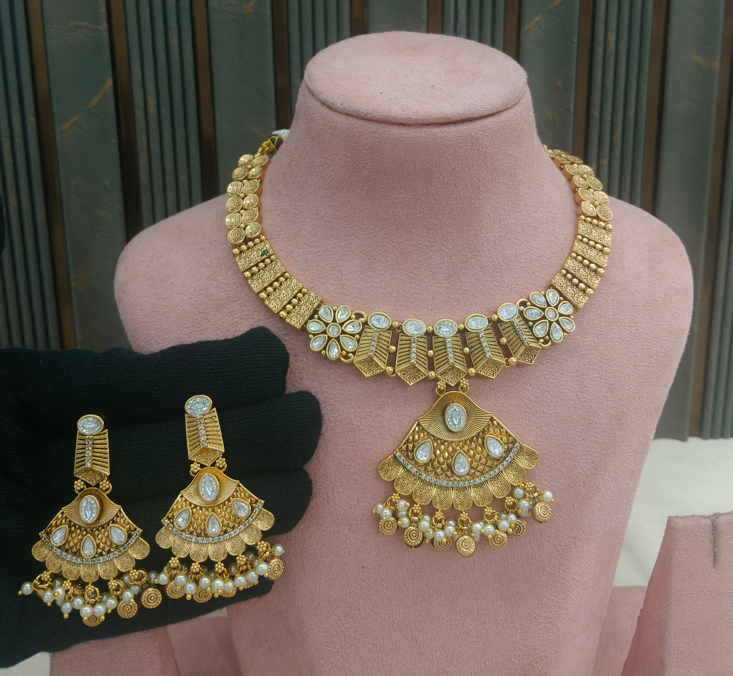 Gold Polki  Necklace  Jewellery Latika Set