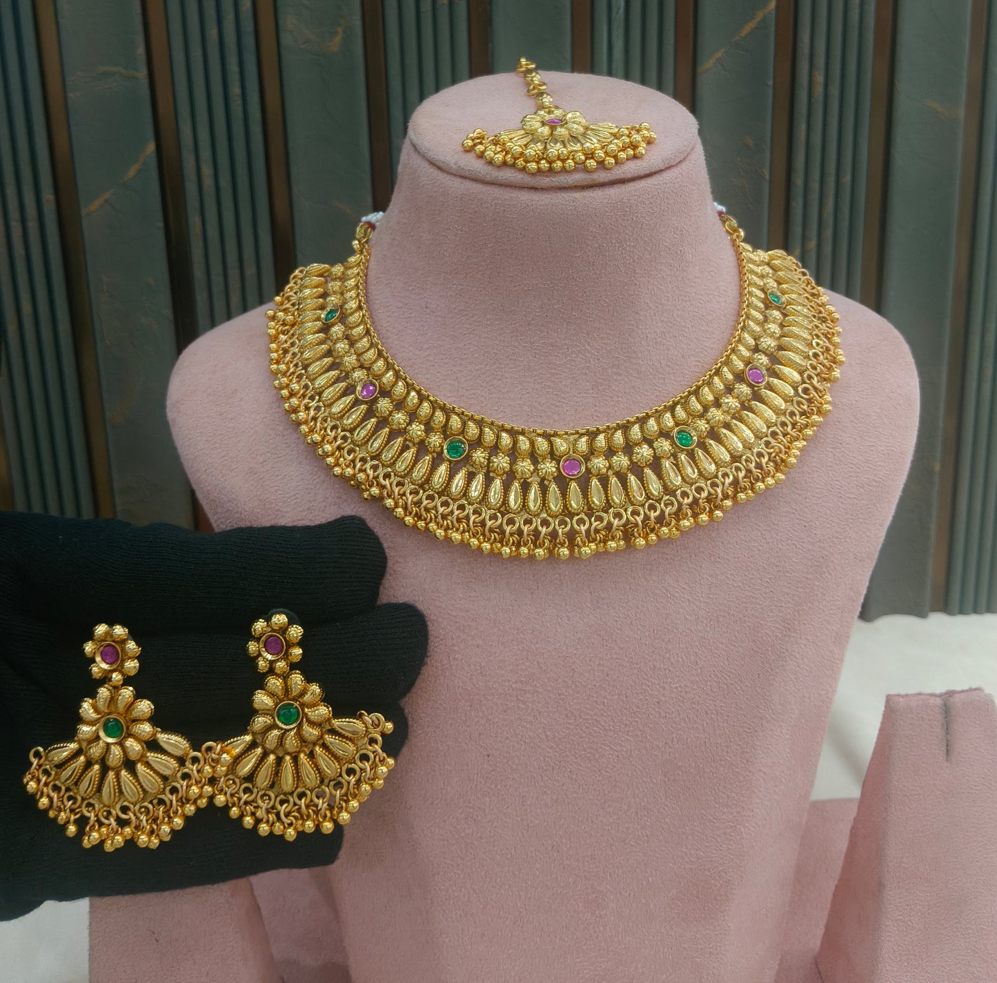 Gold Polki  Necklace  Jewellery Sarika Set