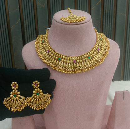Gold Polki  Necklace  Jewellery Sarika Set