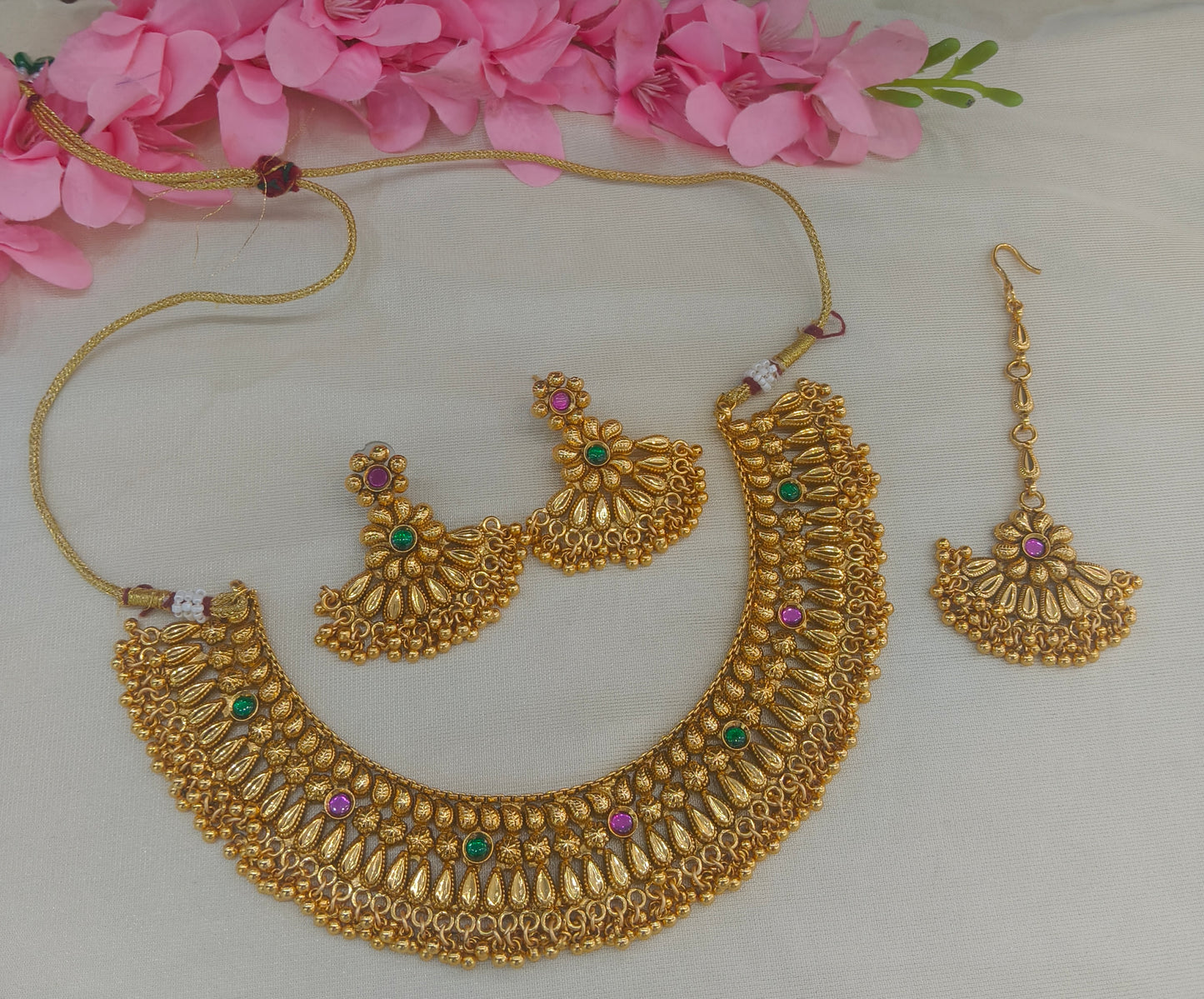 Gold Polki  Necklace  Jewellery Sarika Set