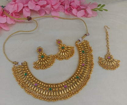 Gold Polki  Necklace  Jewellery Sarika Set