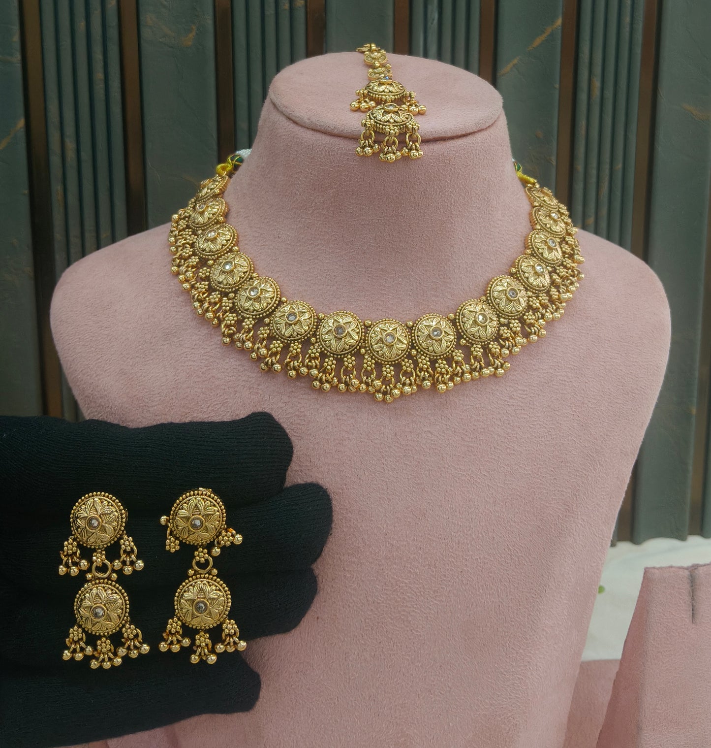 Gold Polki  Necklace  Jewellery Sarika Set