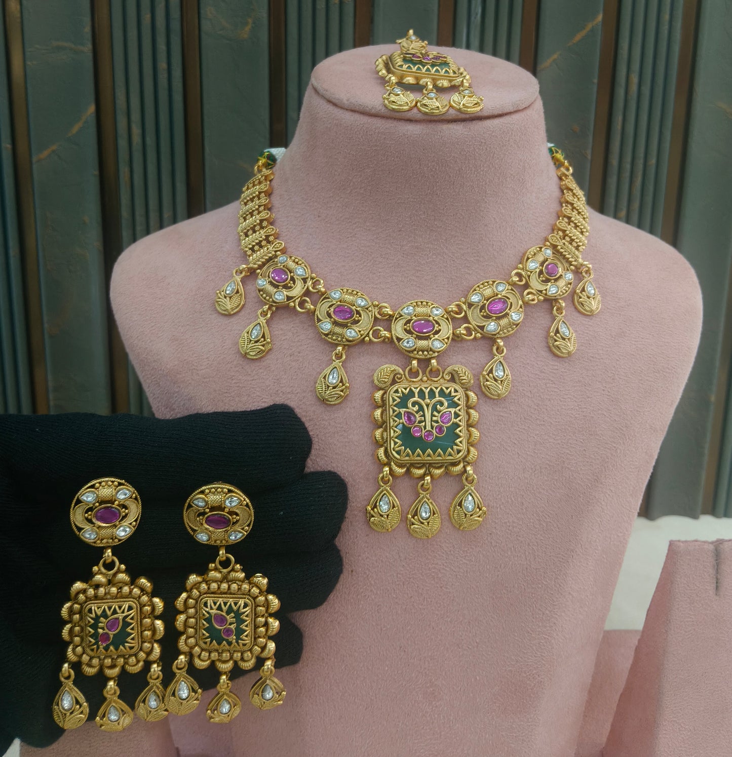 Gold Polki  Necklace  Jewellery Latika Set