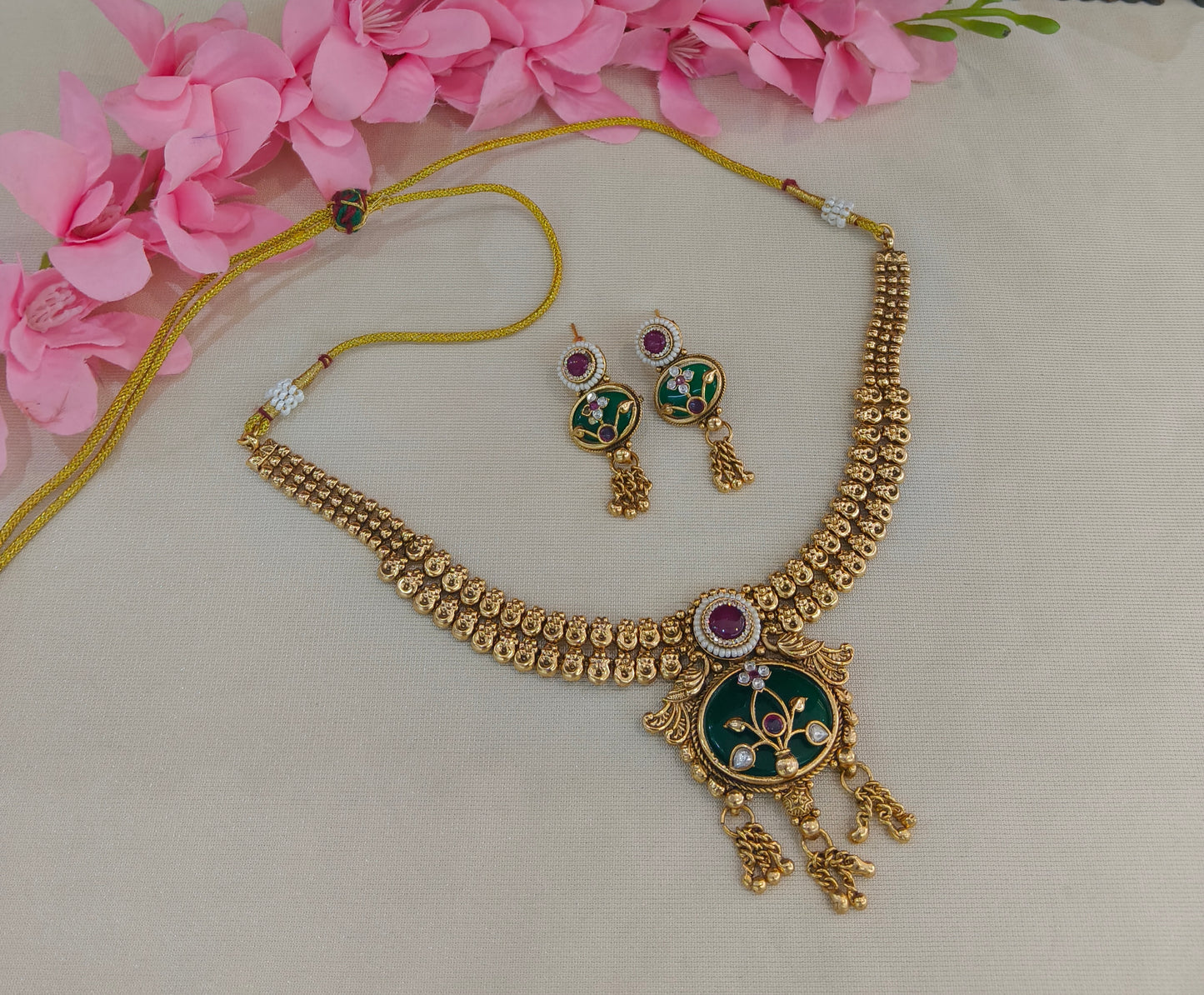 Gold Polki  Necklace  Jewellery Latika Set
