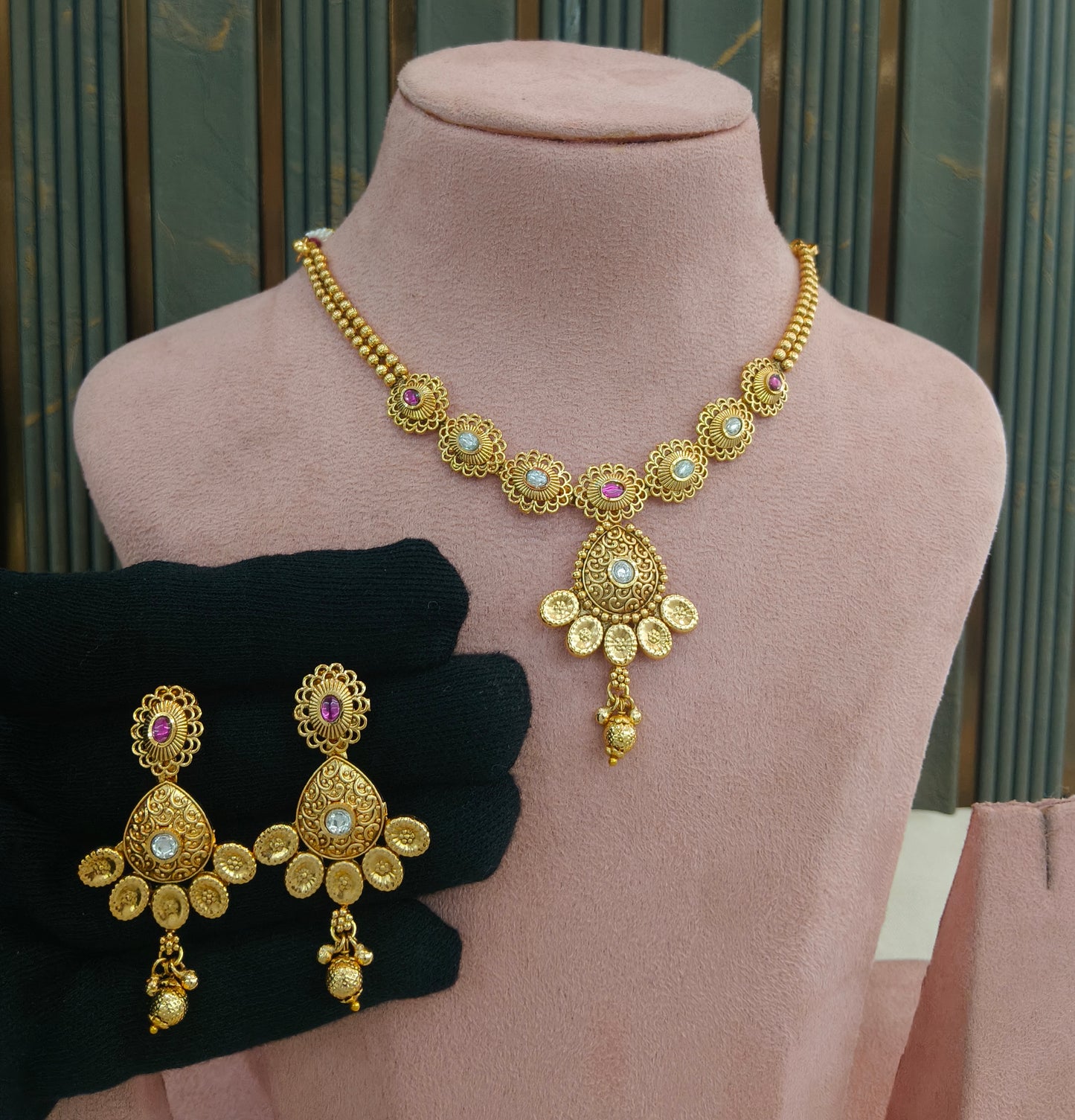 Gold Polki  Necklace  Jewellery Latika Set