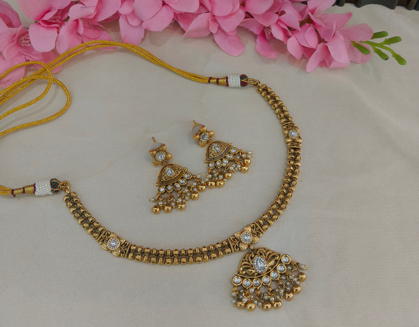 Gold Polki  Necklace  Jewellery Latika Set