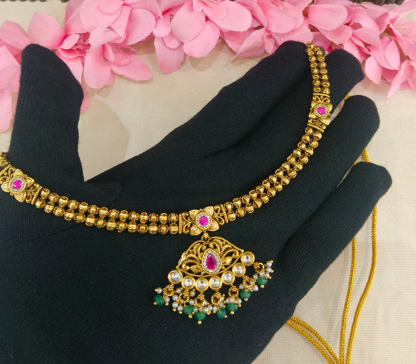 Gold Polki  Necklace  Jewellery Latika Set