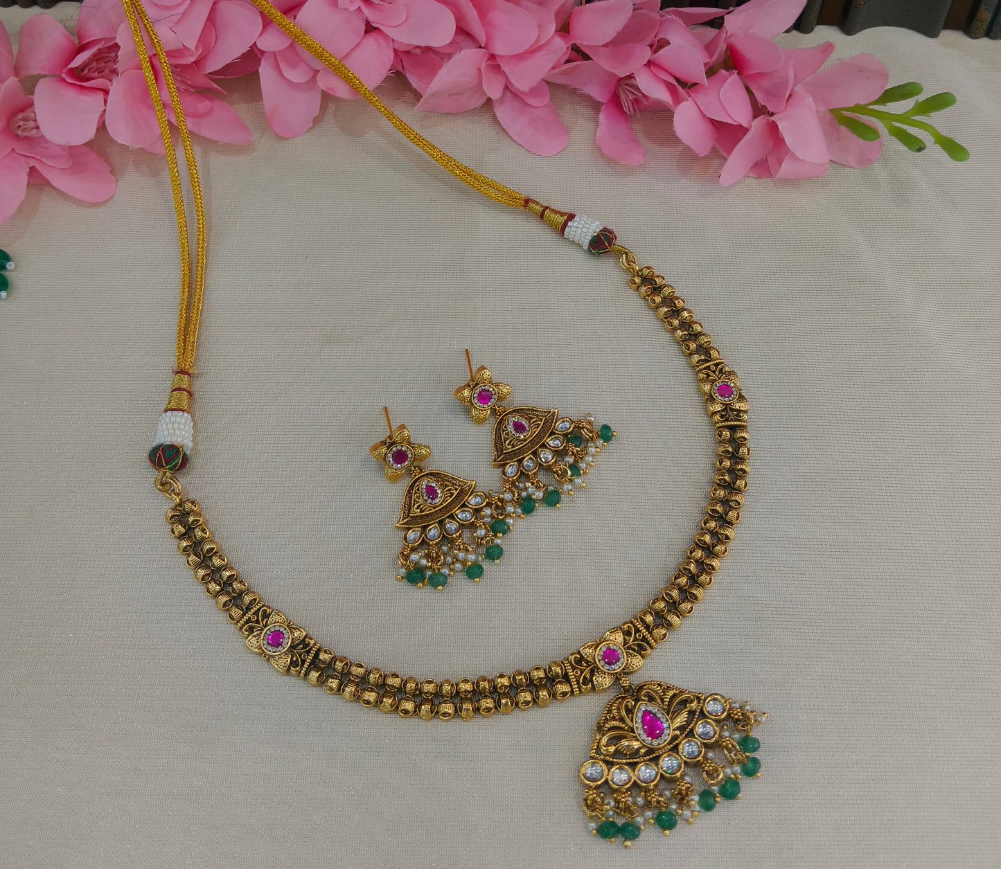 Gold Polki  Necklace  Jewellery Latika Set