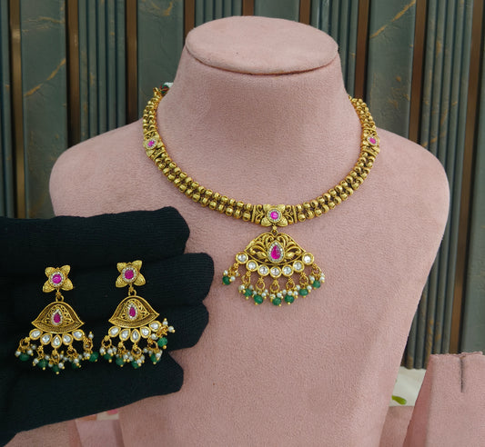 Gold Polki  Necklace  Jewellery Latika Set