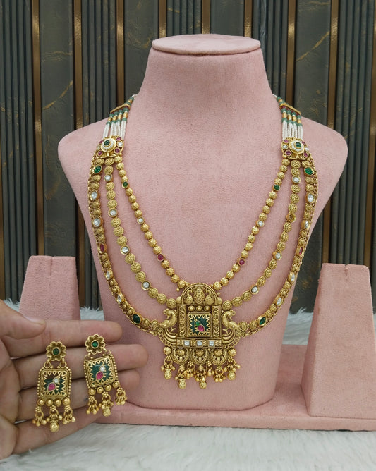 Gold polki Ruby Sage Green Necklace set/ Gold Necklace set