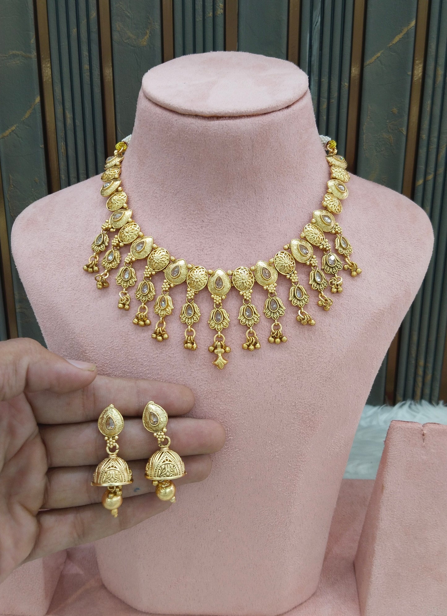 Gold polki  Necklace set/ Gold Midori Necklace set
