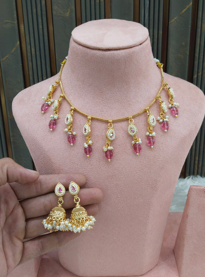 Gold polki Ruby Necklace set/ Gold Midori Necklace set