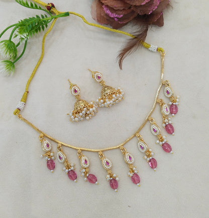 Gold polki Ruby Necklace set/ Gold Midori Necklace set