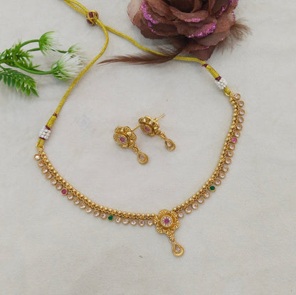 Gold polki Ruby Green Necklace set/ Gold Midori Necklace set