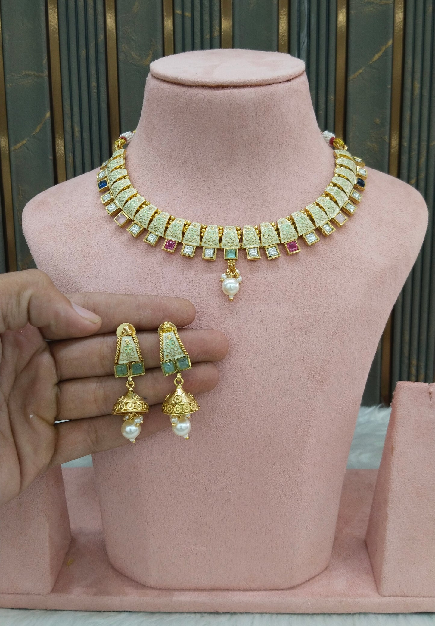 Gold polki Multi Color Necklace set/ Gold Midori Necklace set