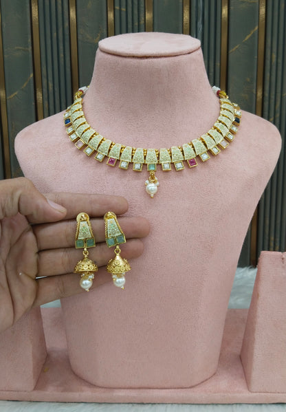 Gold polki Multi Color Necklace set/ Gold Midori Necklace set